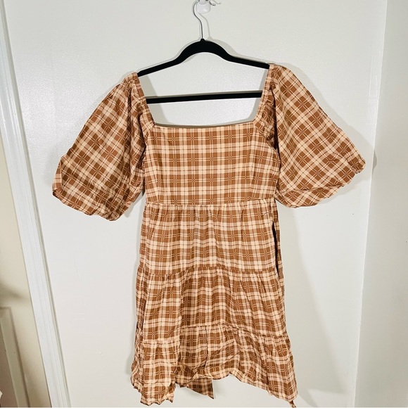 NEW Faithfull the Brand Eryn Mini Dress Lori Check Print Preppy Academia Western - Picture 2 of 7